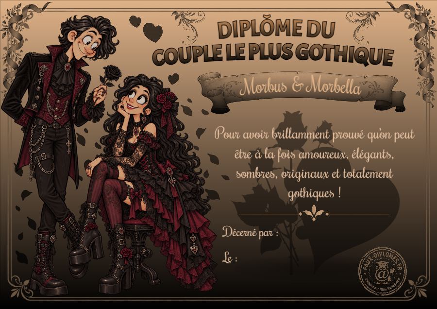 Aperçu du diplôme Couple le Plus Gothique