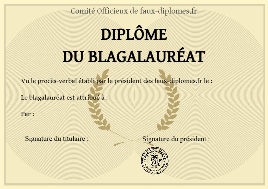 Aperçu du diplôme Diplôme du Blagalauréat