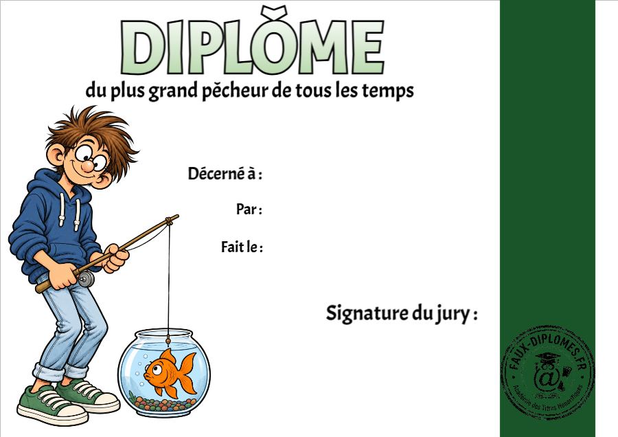 Aperçu du diplôme Le meilleur pêcheur