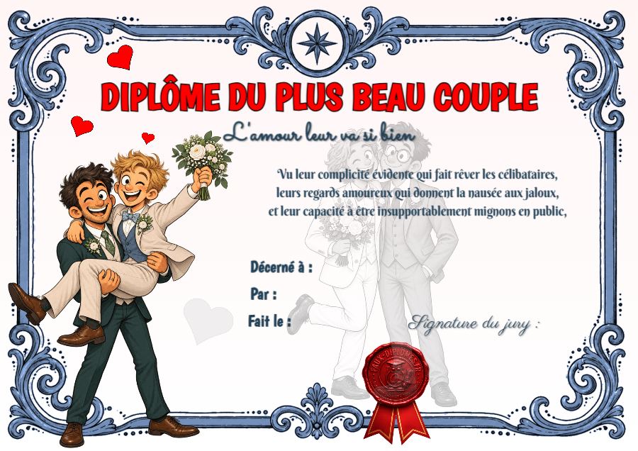 Autre version du diplôme Le plus beau couple