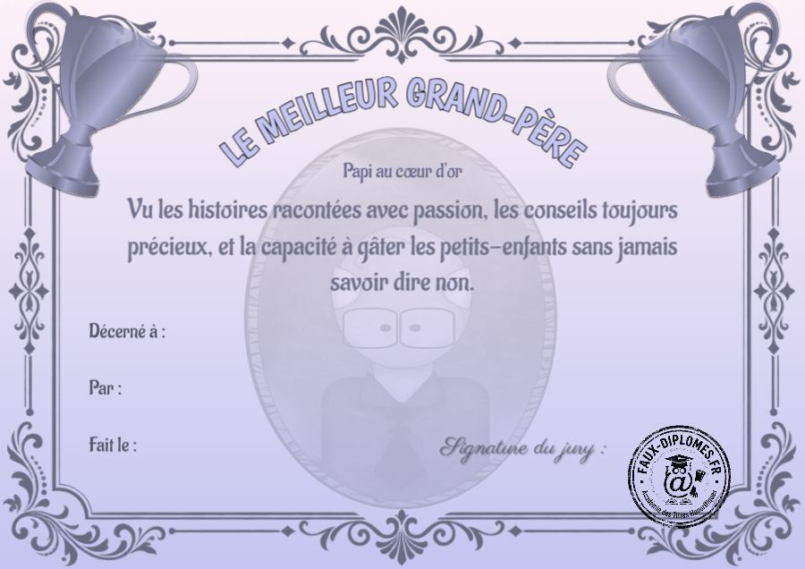 Autre version du diplôme Meilleur grand père