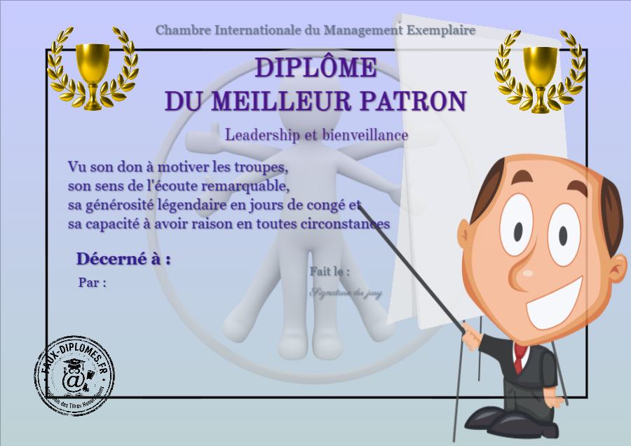Aperçu du diplôme Meilleur Patron