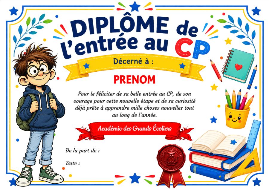 Aperçu du diplôme Entrée au CP