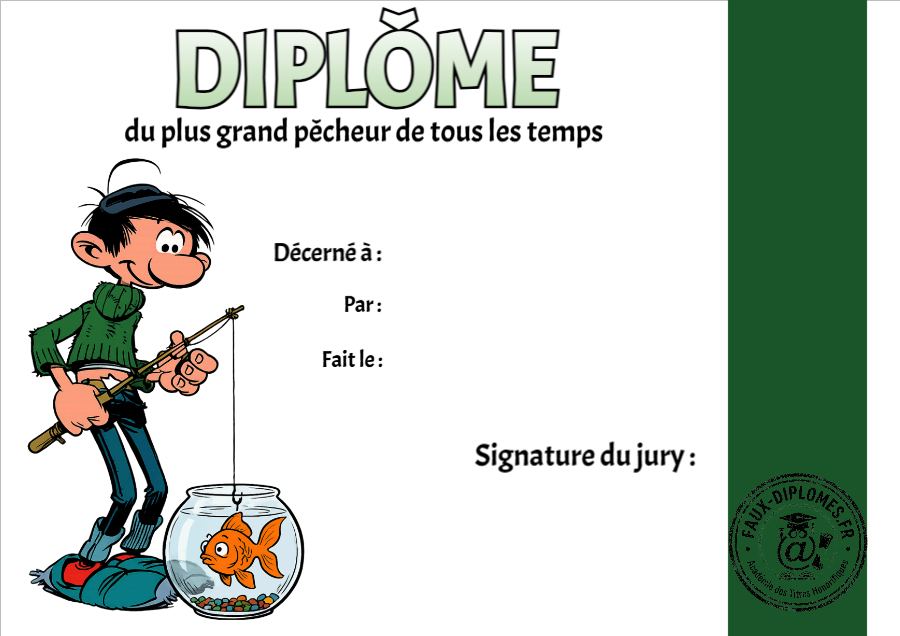 Aperçu du diplôme Le meilleur pêcheur