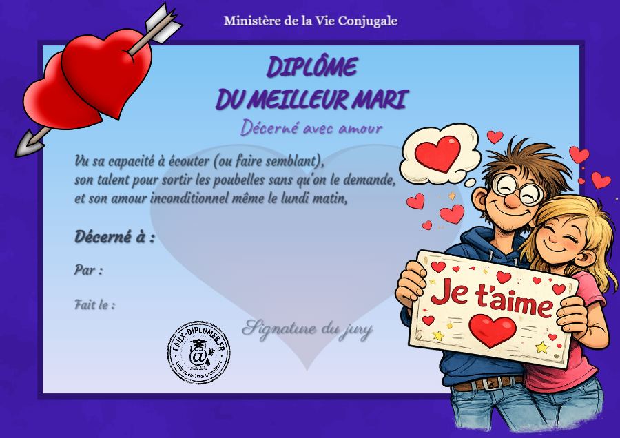 Aperçu du diplôme Meilleur Mari