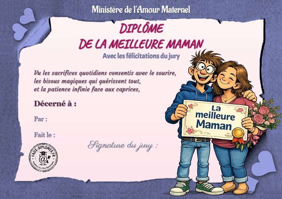 Aperçu du diplôme Meilleure Maman