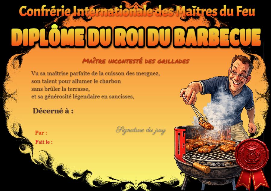 Aperçu du diplôme Roi du barbecue