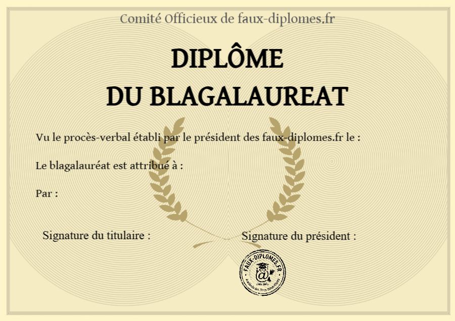 Aperçu du diplôme Diplôme du Blagalauréat