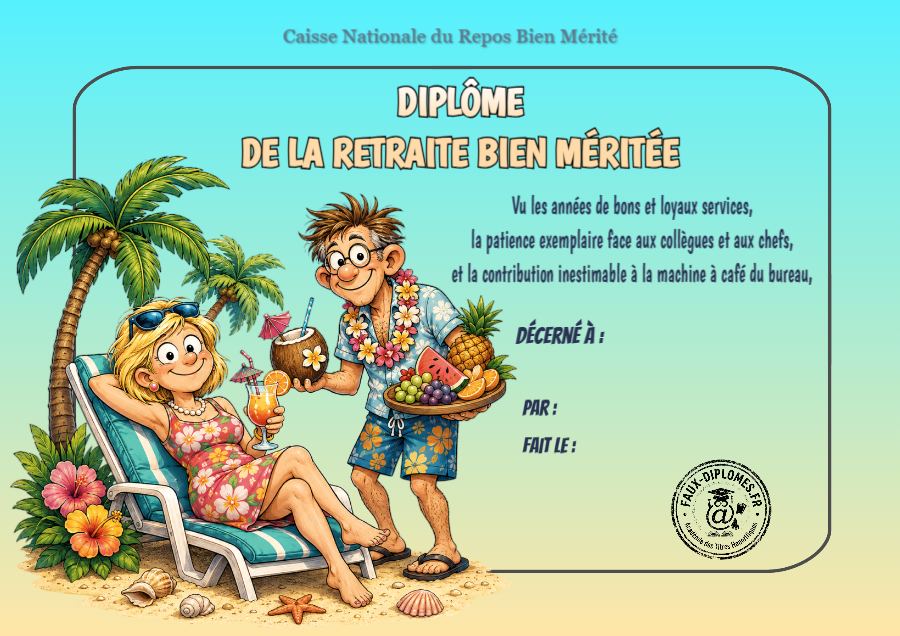 Aperçu du diplôme Retraite bien méritée