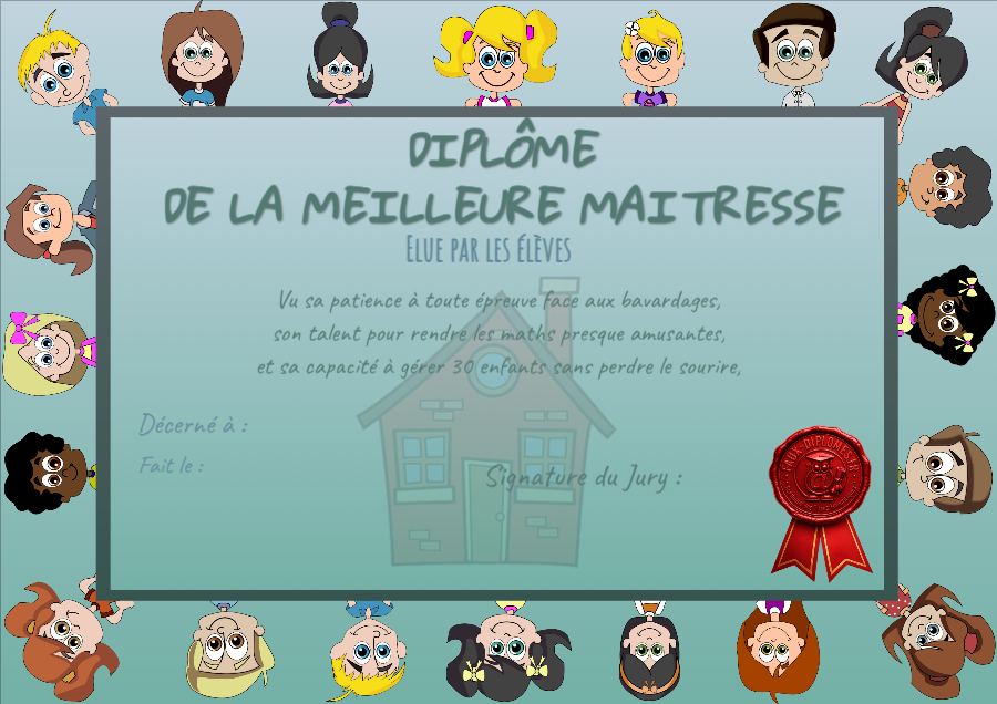 Aperçu du diplôme Meilleure maîtresse / maître
