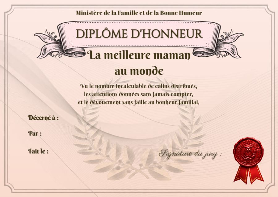Aperçu du diplôme La meilleure maman au monde