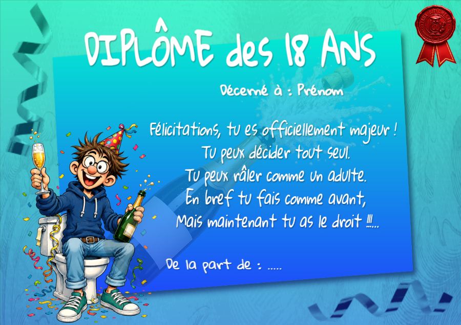 Aperçu du diplôme Diplôme des 18 ans