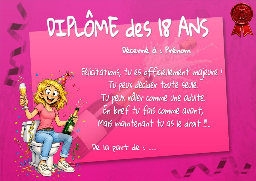 Aperçu du diplôme Diplôme des 18 ans