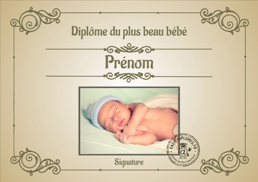 Aperçu du diplôme Le plus beau bébé