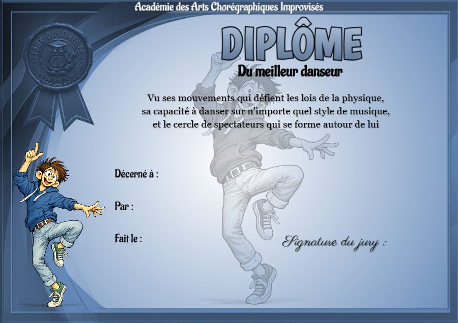 Aperçu du diplôme Meilleur danseur