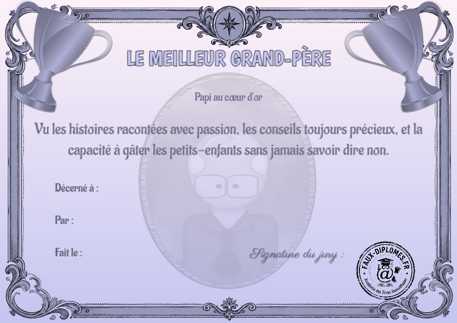 Aperçu du diplôme Meilleur grand père