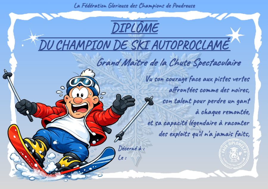 Aperçu du diplôme Champion de Ski