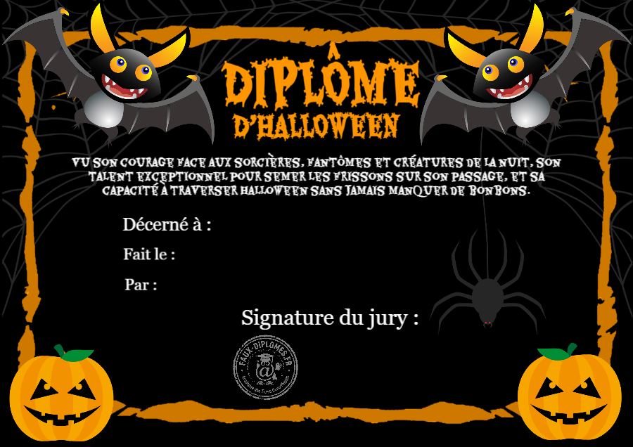 Aperçu du diplôme Diplôme d'Halloween