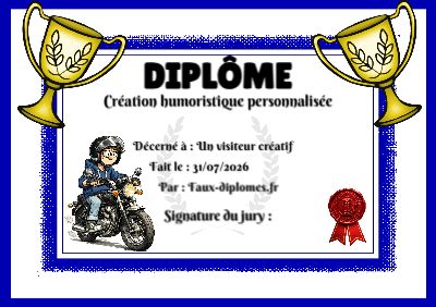 Exemple de diplôme créé par un visiteur