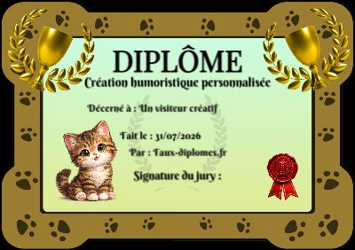 Exemple de diplôme créé par un visiteur