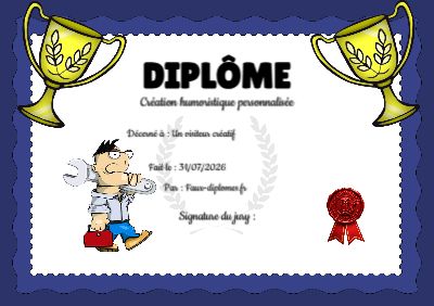 Exemple de diplôme créé par un visiteur