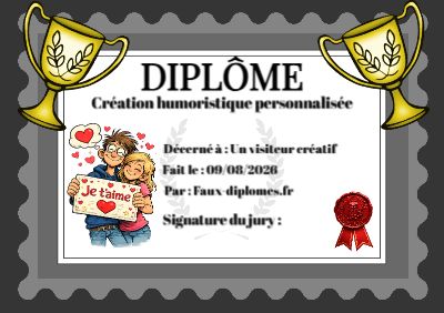 Exemple de diplôme créé par un visiteur