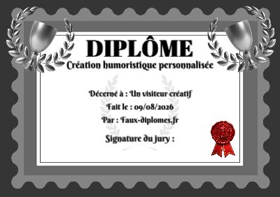 Exemple de diplôme créé par un visiteur