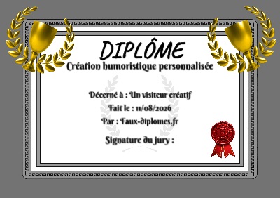 Exemple de diplôme créé par un visiteur