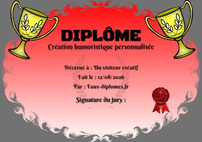 Exemple de diplôme créé par un visiteur