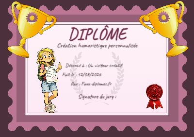 Exemple de diplôme créé par un visiteur