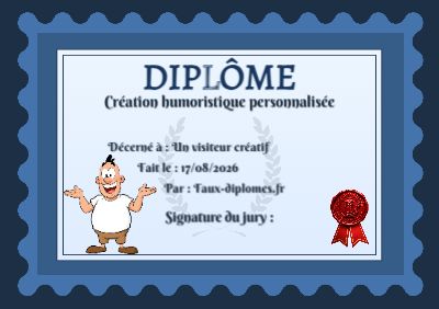 Exemple de diplôme créé par un visiteur