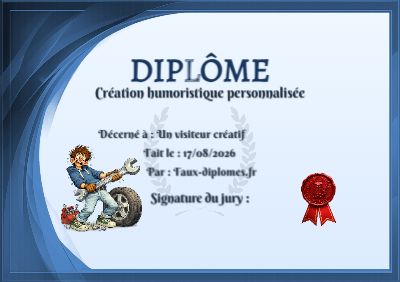 Exemple de diplôme créé par un visiteur