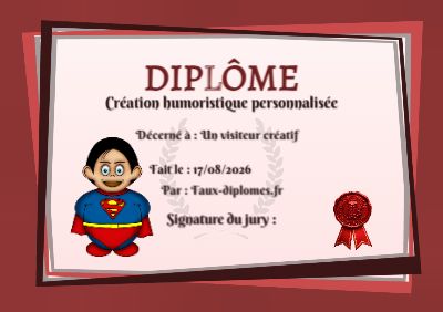 Exemple de diplôme créé par un visiteur
