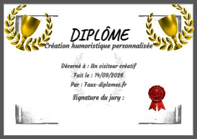 Modèle sur fond blanc, avec un cadre gris aux angles ciselés et un trophée