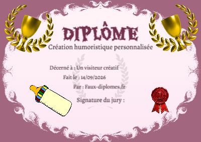 Modèle aux teintes roses, avec un cadre flamboyant et une illustration « Biberon »