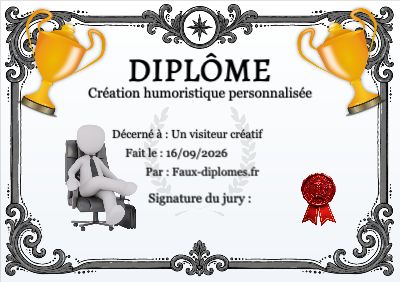 Modèle sur fond blanc, avec un cadre gris élégant à volutes et une illustration « Bonhomme blanc sur un fauteuil de patron »