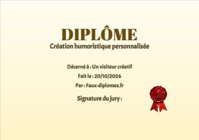 Diplôme aux teintes jaunes, avec un cadre épais