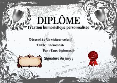 Diplôme sur fond blanc, avec un cadre gris à effet peinture et une illustration « cadre gothique »