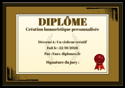 Diplôme aux teintes jaunes, avec un cadre au style urbain
