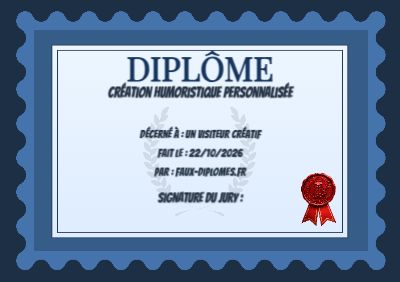 Diplôme aux teintes bleues, avec un cadre ondulé