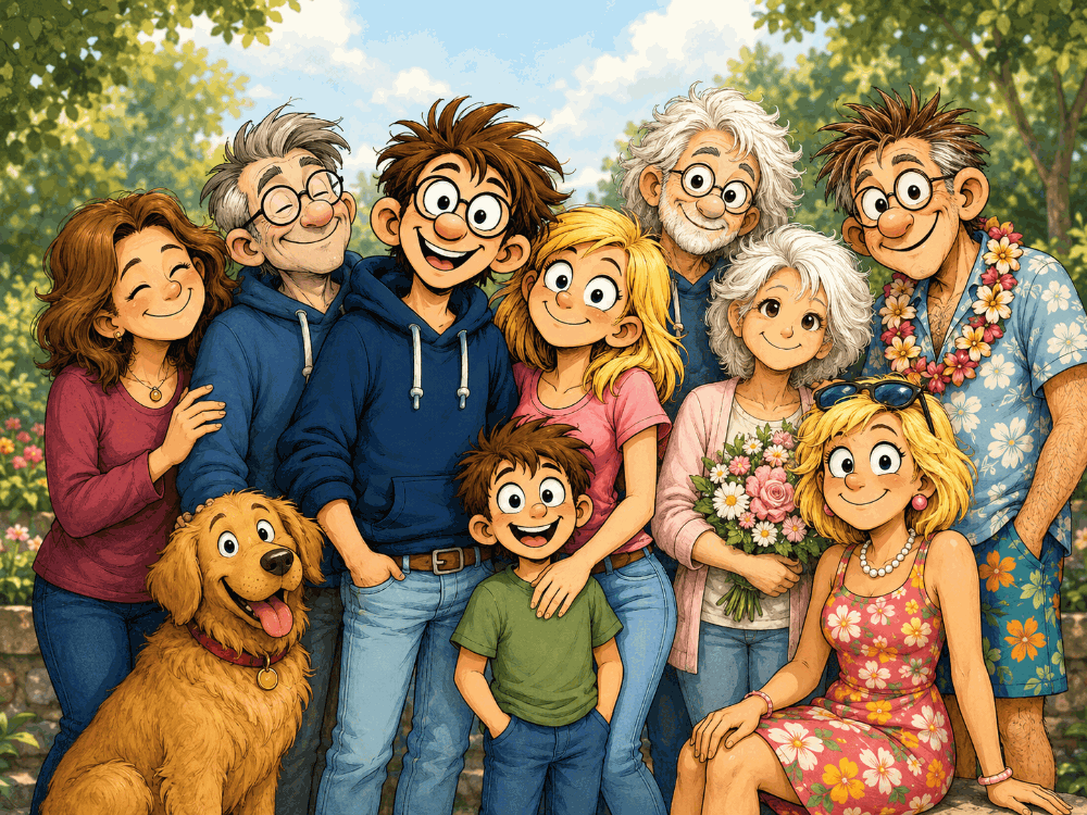 Portrait de famille avec Léo, Léonie, Léon et leurs proches
