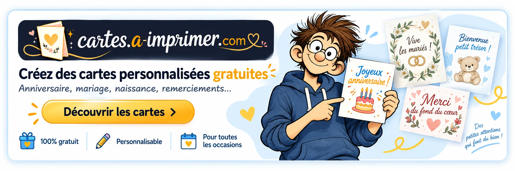 Cartes à imprimer - cartes personnalisées gratuites pour toutes les occasions