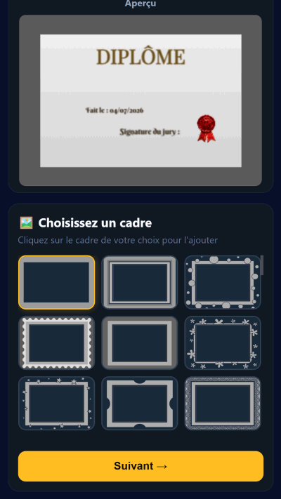 Sélection des cadres