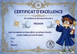 Certificat d'excellence