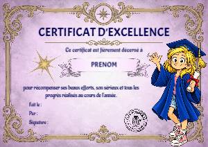 Certificat d'excellence