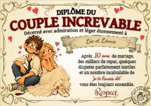 Diplôme du couple increvable Femme-Homme