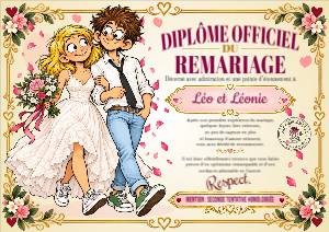 Diplôme officiel du remariage Femme-Homme